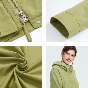 Moda donna abbigliamento primavera giacca lunga con giacca e <span class=keywords><strong>Trench</strong></span> da donna cappotto sottile manica lunga con cerniera femminile con tasca sul cappuccio come 9046 - Product Image 5