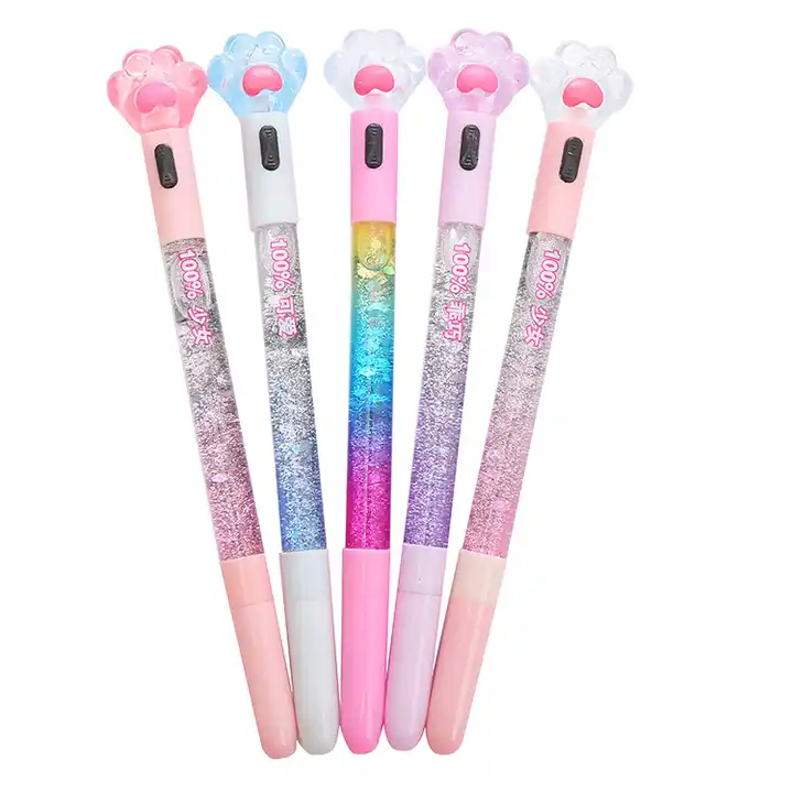 Wholesale Mode Chat Griffe Lumineux Gel Stylo Mignon Créatif Transparent  Quicksand Light Up Stylo Stationnaire Mignon From m.alibaba.com