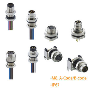 <span class=keywords><strong>Connecteur</strong></span> M8 à montage sur panneau : Code B, mâle/femelle, <span class=keywords><strong>3</strong></span>/4/5/6/8 <span class=keywords><strong>pôles</strong></span>, versions droite et angulaire, IP67, peut être testé IP68 - Product Image 1