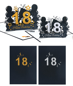 Biglietti d'Auguri 3D Pop-up per <span class=keywords><strong>Compleanno</strong></span> in Stile Stock Paper Crafts, Stampa Digitale a 4 Colori Nero e Oro, con Verniciatura Lucida e Busta - Product Image 3
