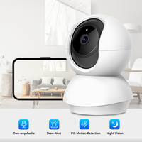 Mini caméra de sécurité intelligente sans fil pour la maison, vision nocturne couleur, détection de mouvement PIR, 360° °   Caméras de surveillance CCTV WiFi 1080P HD 24h/24 et 7j/7, webcam