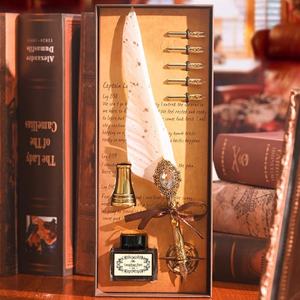 Coffret Cadeau <span class=keywords><strong>Stylo</strong></span> <span class=keywords><strong>Plume</strong></span> Gemme Magique (8 Pièces), Tampon à Cire Rétro Européen, <span class=keywords><strong>Stylo</strong></span> <span class=keywords><strong>Plume</strong></span> et <span class=keywords><strong>Stylo</strong></span> à Encre, Cadeau d'Anniversaire - Product Image 4