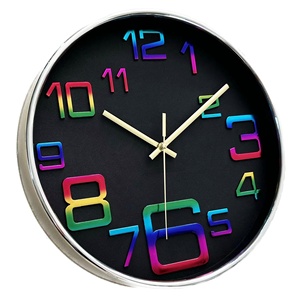 Hiện Đại 12 Inch Mặt Duy Nhất Nhựa Đồng Hồ Treo Tường Đầy Màu Sắc Gradient Cầu Vồng Thạch Anh Ba Chiều Cho Phòng Khách Cho <span class=keywords><strong>Amazon</strong></span> - Product Image 1