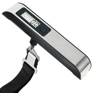 J&R 2023 Manufacturer Sell Unique Sleek CE 110lb/50kg Digital LCD Stainless Steel Metal Black Weighing Hanging Luggage Scale