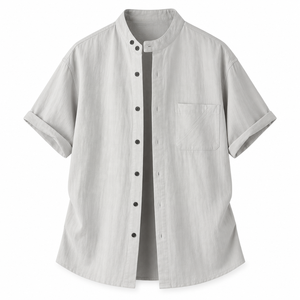 Chemises en lin pour hommes de qualité supérieure, personnalisées, <span class=keywords><strong>col</strong></span> <span class=keywords><strong>Mao</strong></span>, manches courtes, décontractées, respirantes, vente en gros TT - Product Image 1