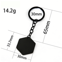 Ywyougang Porte-clés hexagonal en métal mat 4 couleurs, gravable, étiquette vierge, souvenir d'événement professionnel minimaliste