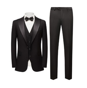 Costumes pour hommes 3 pièces avec revers noir, coupe slim, décontracté chic pour mariage, costume <span class=keywords><strong>de</strong></span> marié, costume <span class=keywords><strong>de</strong></span> demoiselle d'honneur, veste, gilet et pantalon - Product Image 3