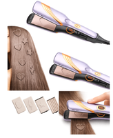 Lisseur de cheveux professionnel détachable pour femme, en PET réutilisable, avec formes cœur, étoile, ondulées et scintillantes, pour un coiffage électrique, adapté aux animaux domestiques