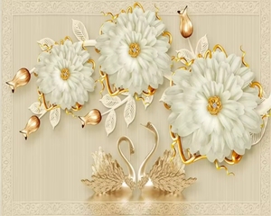 <span class=keywords><strong>Papier</strong></span> <span class=keywords><strong>peint</strong></span> personnalisé Décoration intérieure <span class=keywords><strong>Fresque</strong></span> 3d Luxe Bijoux Fleurs Murale Cygne Romantique 3d <span class=keywords><strong>Papier</strong></span> <span class=keywords><strong>peint</strong></span> - Product Image 2