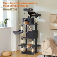 Grand Hamac pour Chat, Jouets pour Chat, Grande Tour pour Chat en Bois Écologique et Durable, Condo Spacieuse, Griffoirs, Peluche de Luxe, Halloween, 25KG