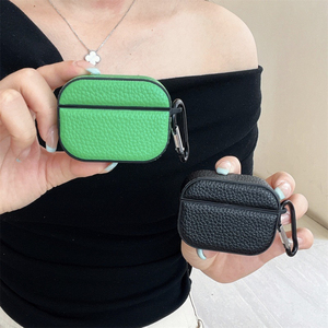 เคสหนัง PU ลายลิ้นจี่สีเรียบง่ายสำหรับ Apple Airpods 3 Pro 2  ฝาครอบหูฟังไร้สายพร้อมกล่องชาร์จสำหรับ Airpods 4 - Product Image 4
