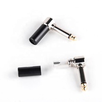 Cuerpo negro Soldadura dorada 1/4 "6,35mm Ángulo recto Mono TS Conector de audio para altavoz