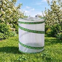 Cage d'élevage de papillons pliable facilement, style pliable à plat, habitat pour insectes, terrarium, conception pop-up, polyester respirant, fermeture éclair