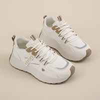 F893 Nouvelle Collection Printemps Chaussures Femme en Cuir Baskets Athlétiques Tendance Polyvalentes à Semelle Épaisse Plateforme Décontractées pour Femme