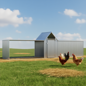 Gallinero de acero galvanizado 16.4'x3.3'x4.9' plateado, jaula para animales para avicultura - Product Image 2
