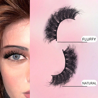 D Curl Winged Cat Eye Dicke, flauschige Faux-Nerz-Wimpernstreifen auf weißer Palette – Volumen-Kunstwimpern für Fotoshootings & Social Media Vlogs