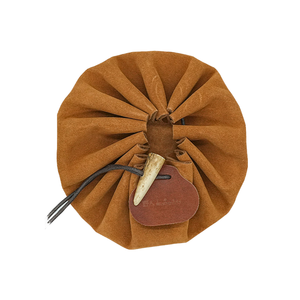 Leather <b>Drawstring</b> Pouch Brown Vintage Style Outdoor Camping Storage <b>Bag</b> Adjustable Closure with Bone Toggle - Product Image 1
