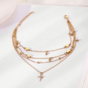 ZYO Bijoux Personnalisés Étanche Nouvelle Mode Bijoux Nouveau Pendentif Croix Cœur Bracelet de Cheville pour Femme Fabrication de Bijoux - Product Image 3