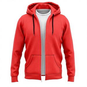 Sweat-shirt gris à capuche zippé pour homme, coupe classique, en coton French Terry, décontracté, pour l'automne, avec poches, tricoté, couleur unie - Product Image 5