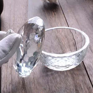 Grosir mangkuk permen kaca kristal transparan kreatif Eropa dengan tutup