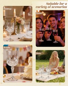 Copa de Vino Transparente Reutilizable de Plástico de 8 oz con Tallo, Irrompible, para Fiestas, Bodas, Barbacoas al Aire Libre - Product Image 6