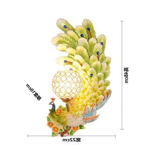 Lampe murale paon, lumière décorative créative en forme d'animal, pour salon, chambre à coucher, mur de télévision, style rétro - Product Image 3