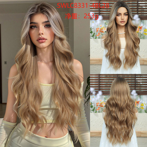 OEM Custom New Gradient <b>Brown</b> Long Curly <b>Wig</b> Big Wave Full Head <b>Wig</b> Factory Wholesale For Women Cosplay Party - Product Image 3