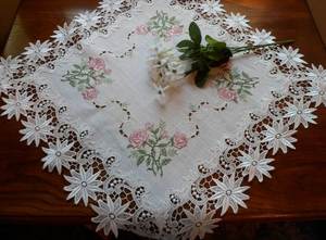 Tessuto di raso fiore tovaglia ricamata e tenda con pizzo e intaglio - Product Image 5