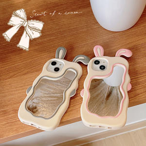 Coque de Téléphone en Silicone Lapin Rose Mignon avec Miroir pour iPhone 15 16 Pro Max et Apple 13/12/11/XR - Product Image 1