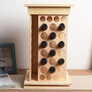 Solid Wood Essential Oil Display Rack 8 Layer Rotating Vertical <b>Desktop</b> Storage <b>Shelf</b> for Coconut Pine Oils - Product Image 1