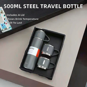 Business Gift 500ml Eco-Friendly Stainless Steel <b>Water</b> <b>Bottle</b> Temperature Display Outdoor Travel Coffee Tea Vacuum Flask 3 Lids - Product Image 2