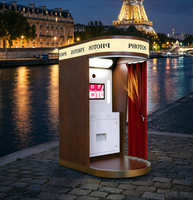 Mesin Photo Booth Kayu Retro Vintage dengan Printer dan Kamera Layar Sentuh DSLR untuk Pernikahan