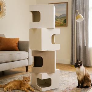 Torre per Gatti in Legno Personalizzabile con Cubicoli Impilabili, Arredamento Multi-Livello per Gatti e Gattini da Interno - Product Image 1