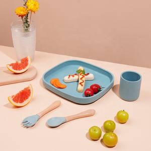 Nuevo juego de vajilla para niños pequeños sin BPA, cuencos de cena de silicona para bebés, plato de Ventosa con patrón impreso para niños de alimentación pegajosa - Product Image 3