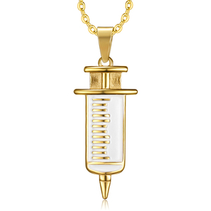 De hospital accesorios doctor médica joyería aguja simple jeringa chapados en oro enfermera collar - Product Image 1