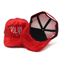 Gorra de malla personalizada de terciopelo de 5 paneles con logotipo bordado gorra de camionero al por mayor