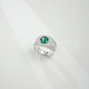 925 <b>Silver</b> Cultivated <b>Emerald</b> <b>Ring</b> Shines Fashionable Engagement Proposal Festival Daily Gift for Girls L - Product Image 3