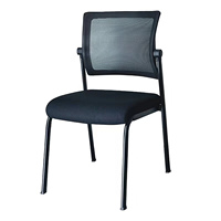 Chaise de bureau empilable en maille avec siège rembourré en tissu et structure métallique pour salle de conférence, formation et réception