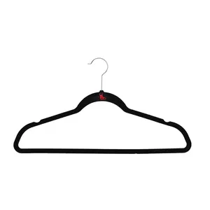 Atacado Pequena Ordem Mínima Quantidade Space Saving Velvet Hanger 360 Graus Chrome Gancho Ultra Fino Não deslizamento Velvet Hanger