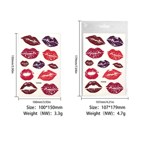 Autocollants de <span class=keywords><strong>tatouage</strong></span> temporaire en gros, motif lèvres cerise, imperméables, lettres d'amour, décalcomanies corporelles pour la Saint-Valentin, mariages, fêtes, femmes - Product Image 2