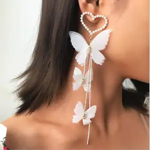 Roxi — boucles d'oreilles pendantes papillon avec strass, bijou de fête, étoile, cœur, Long pompon, nouvelle collection, 2021