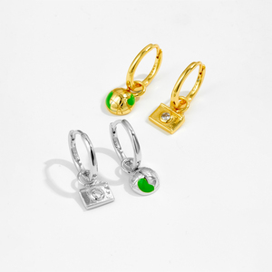 Fuamay 2025 Thời Trang Mạ Vàng Không Thường Xuyên Mặt Dây Chuyền Bông Tai Aretes 925 Sterling Silver Màu Xanh Lá Cây Trái Đất Và Hình Ảnh Máy Bông Tai - Product Image 3