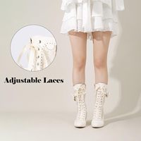 Botas victorianas Vintage para mujer, botas de boda de encaje para novia, traje de cremallera a media pantorrilla, botas de vestir de tacón medio renacentistas