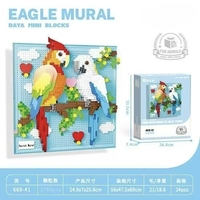 Décoration murale colorée en mosaïque de micro-blocs 3D Art-Tropical Macaw Parrot pour les 14 ans et plus, fabriquée en Chine