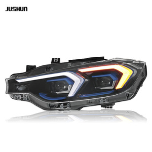 ไฟหน้า LED Jushun สำหรับ BMW ซีรีส์ 3 F30 กรอบสีน้ำเงิน พร้อมไฟ DRL และไฟเลี้ยวแบบไดนามิก - Product Image 1