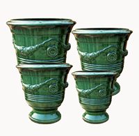 Kit de pot de fleurs en céramique, pot en terre cuite émaillé pour jardin extérieur, pot en argile pour plantes, pour la plantation