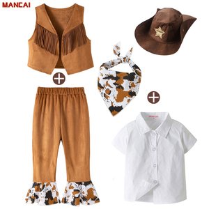 Disfraz de <span class=keywords><strong>Vaquero</strong></span> para Niños, Conjunto de Ropa de Cosplay, <span class=keywords><strong>Chaleco</strong></span> + Pantalones + Bufanda + Sombrero, 4 Piezas, Traje para Niños Pequeños - Product Image 1