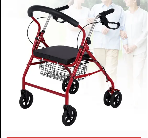 हल्के foldable सुविधाजनक rollator के लिए 6 के साथ बड़ी पहियों