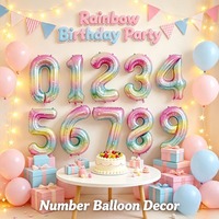 Ballons en aluminium numérotés fins de 40 pouces en gros, décorations d'anniversaire étoiles arc-en-ciel, fournitures événementielles en vrac