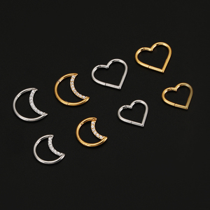 YW-anillo de acero inoxidable con forma de corazón y Luna, <span class=keywords><strong>Piercing</strong></span> para la nariz, color dorado - Product Image 6